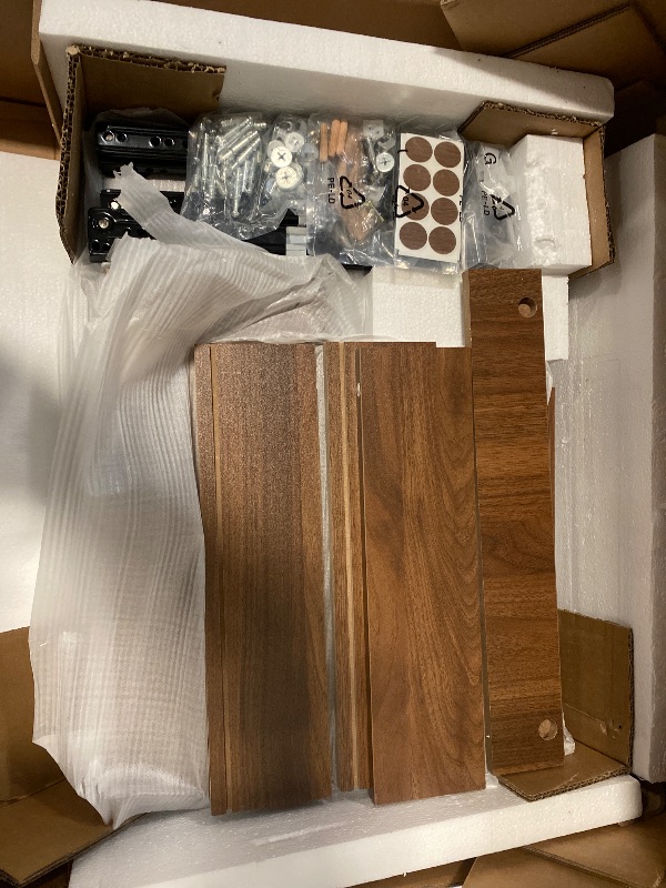 Photo 1 of AVZEAR Mid Century Night Stand with 3 Drawers, Farmhouse End Table with Storage & Curved Linen Panel, Modern Nightstands Bedside Table Small Side Table for Small Space, Bedroom(Walnut)