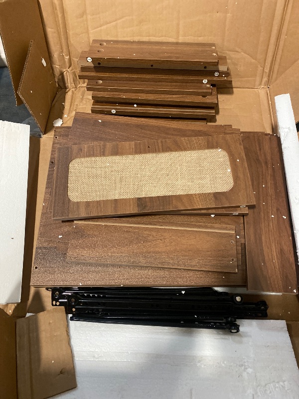 Photo 1 of AVZEAR Mid Century Night Stand with 3 Drawers, Farmhouse End Table with Storage & Curved Linen Panel, Modern Nightstands Bedside Table Small Side Table for Small Space, Bedroom(Walnut)