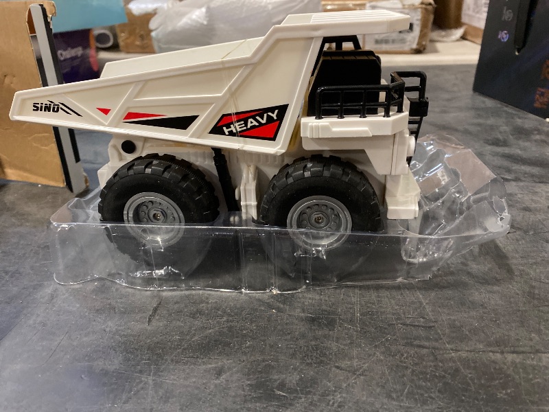 Photo 1 of Remote Control Dump Truck, 11CH RC Dump Truck for &, 1:24 Scale RC Construction Vehicle Toy with Lights & Sounds, 1 Batteries, Christmas Birthday Gift for Teens 3-12, White