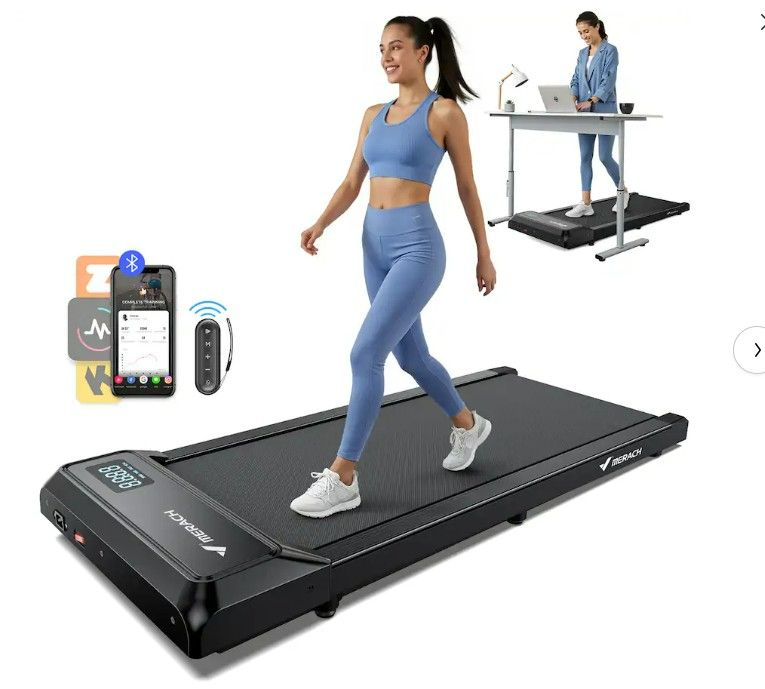 Photo 1 of MERACH - T21 Walking Pad, 2.5HP Under Desk Treadmill with Remote Control, APP, LED Display, 265LBS Capacity - Black
