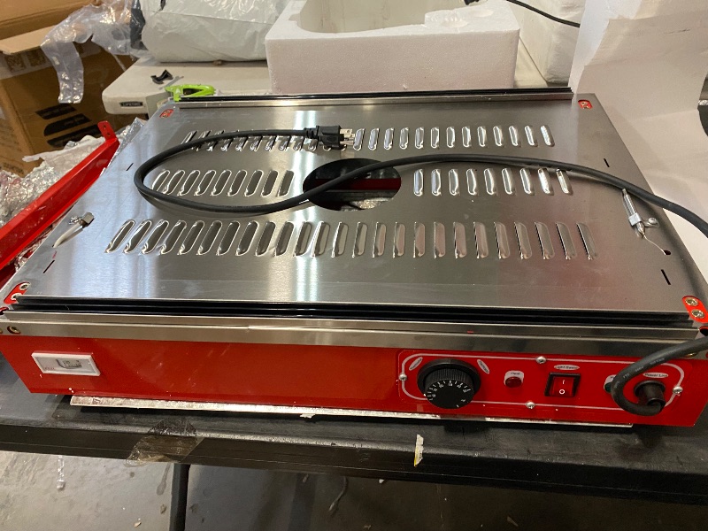Photo 1 of (RED) 25.5'' Food Warmer Display Hot Food Countertop Case Commercial Buffet Restaurant Heated Cabinet 3 Tier Food Showcase for Catering Pizza Empanda Pastry Patty Warmer