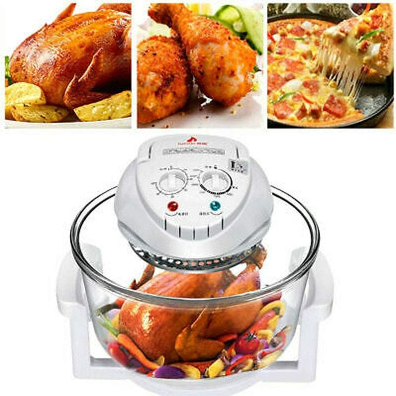 Photo 1 of 12L Convection Roaster Air Fryer Oven Turbo Electric Cooker Recipe 360° Heating,Infrared Convection, Halogen Oven Countertop, Cooking, Stainless Steel, Prepare Quick Healthy Meals White
