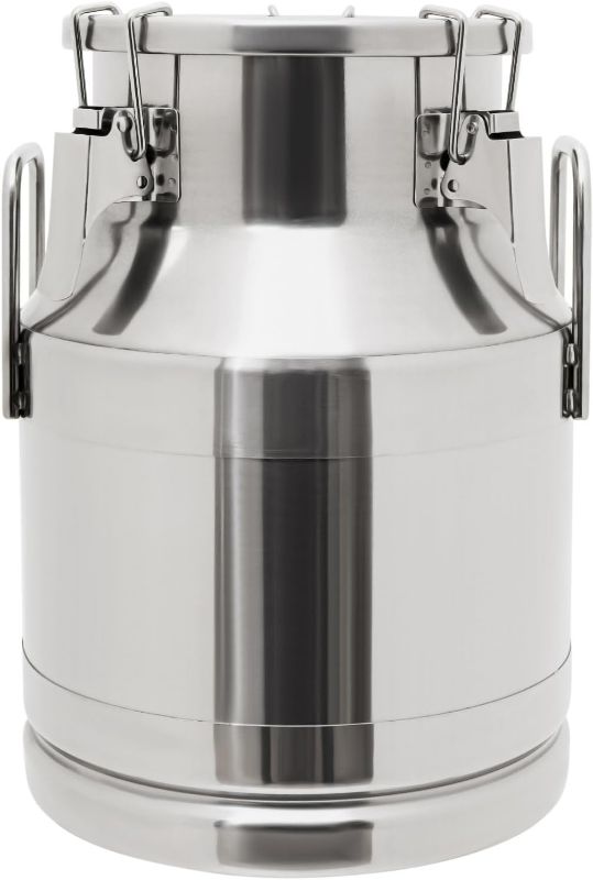 Photo 1 of 10L Stainless Steel Milk Can 2.6 Gallon Food Grade 201 Storage Container with Sealed Lid for Milk Transport Beer Brewing Oil & Water Storage Commercial & Home Use
