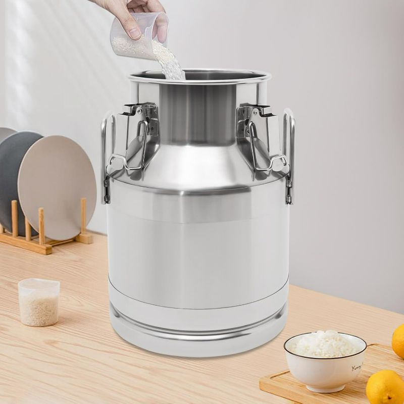 Photo 1 of 10L Stainless Steel Milk Can 2.6 Gallon Food Grade 201 Storage Container with Sealed Lid for Milk Transport Beer Brewing Oil & Water Storage Commercial & Home Use
