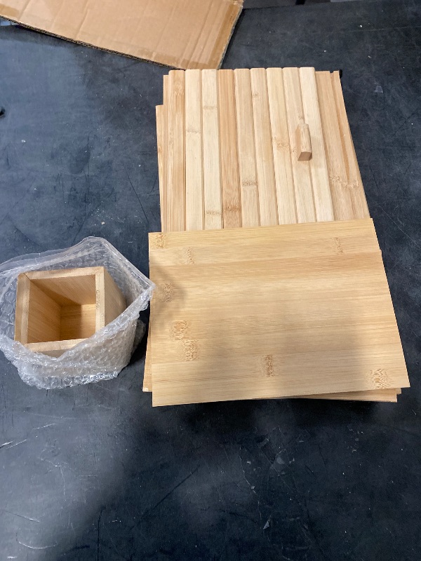 Photo 1 of Kitchen Bamboo Rice Storage Wood Rice Container Box W/ Lid + 1* Measuring Cup