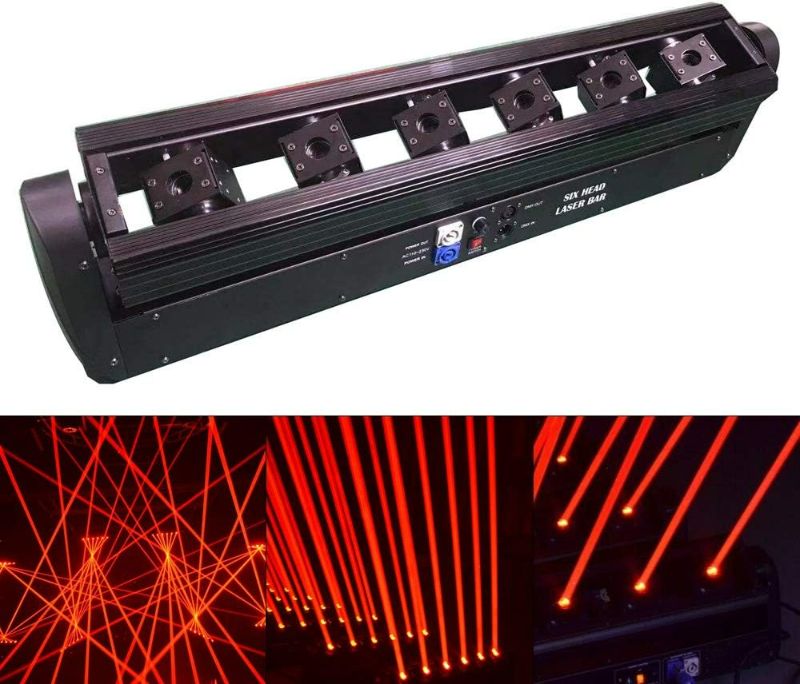 Photo 1 of Moving Head Stage Light, 6 Head Stage Bar Light Red La-s-er Beam DJ Party Disco Strobe Light DMX 4 Control Mode for Music Festival Birthday Wedding Dancing Wide Voltage European Plug
