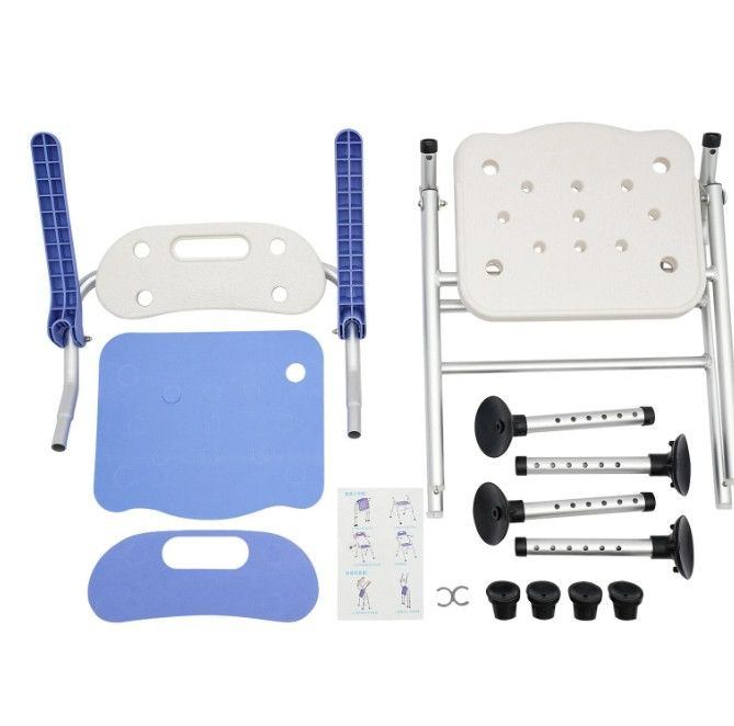 Photo 1 of Foldable Shower Chair Bathroom Bath Chair Seat with Arms and Back Height Adjustable Bath Stool Bath Bench for Elderly,Disabled and Pregnant,Load Capacity 400 Lbs
