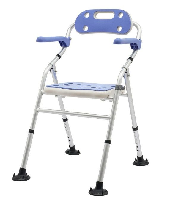 Photo 1 of Foldable Shower Chair Bathroom Bath Chair Seat with Arms and Back Height Adjustable Bath Stool Bath Bench for Elderly,Disabled and Pregnant,Load Capacity 400 Lbs