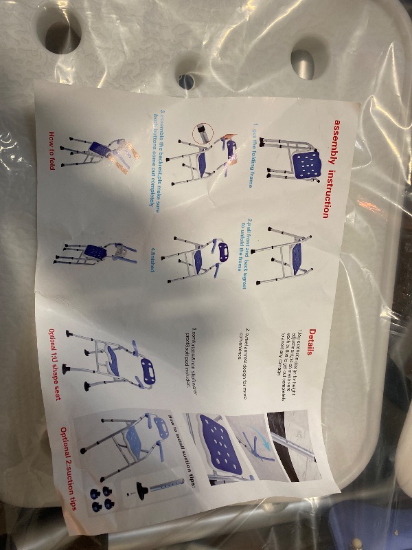 Photo 1 of Foldable Shower Chair Bathroom Bath Chair Seat with Arms and Back Height Adjustable Bath Stool Bath Bench for Elderly,Disabled and Pregnant,Load Capacity 400 Lbs
