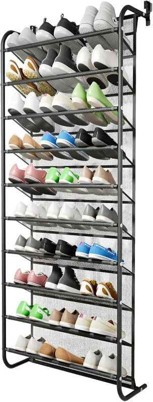 Photo 1 of 10 Tier Shoe rack Hanging Shoe Storage the door shoe rack for Closet Pantry Over The Door Shoe Organizer Wall Floating Shelves (Gray , 10 Tier)

