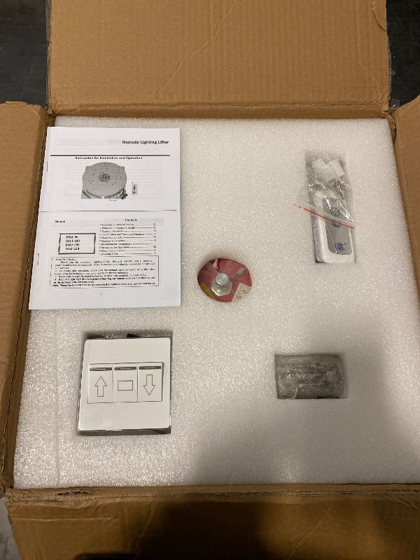 View 2 of Electric Chandelier Hoist, 2 in 1 Chandelier Hoist Lifter System w/Remote Control+Wall Switch, 110LBS Villas Pendant Lamps Lifter 4.27ft/min Lifting Speed for Lamp Cleaning Maintenance