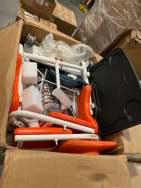 Photo 1 of Hydraulic Patient Lift Nursing Chair, Transport Wheelchair with Dining Table, 180° Open & Close, Adjustable Lifting Height Transfer Aid w/Potty for Home Elderly Nursing (Orange-330.7lbs)
