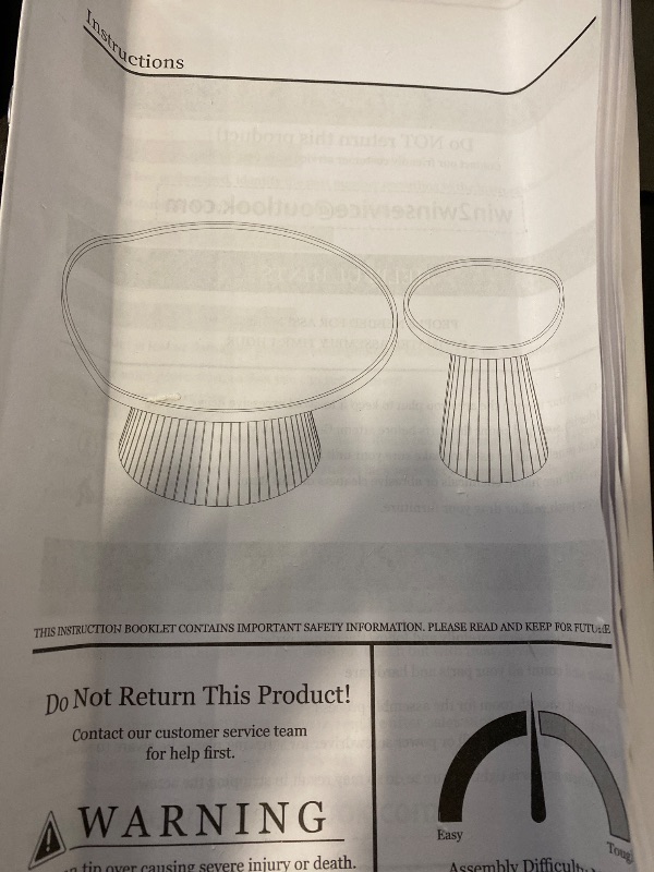 Photo 1 of win2win Nesting Coffee Table Set of 2, Modern Fluted Coffee Table with Faux Stone Veneer, Travertine Round Tea Table and End Table Set, Minimalist Center Tables for Living Room, Office, Stone