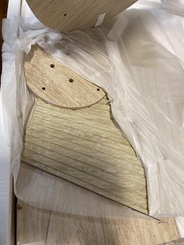 Photo 1 of win2win Nesting Coffee Table Set of 2, Modern Fluted Coffee Table with Faux Stone Veneer, Travertine Round Tea Table and End Table Set, Minimalist Center Tables for Living Room, Office, Stone