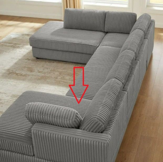 Photo 1 of Left Hand Chase Can Connect To Modular Sectional Sofa Cloud Couch - L Shaped Comfy Oversized Sectional Couches for Living Room,Deep Seat Convertible Sleeper Sofa Bed with Ottoman Chaise for Apartment Office,Plush Corduroy,Gray