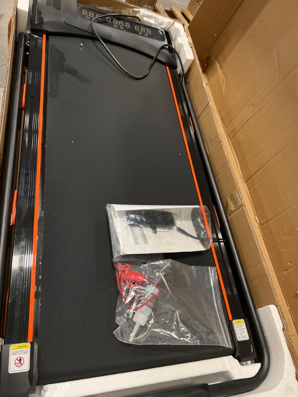 Photo 1 of Foldable Treadmills for Home, Quiet Treadmill with 10% Incline, Walking Pad Treadmill with Desk, 350lbs Weight Capacity Walking or Running for Home Office
