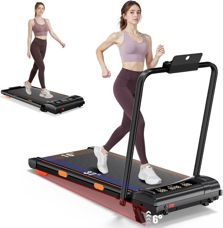Photo 1 of Foldable Treadmills for Home, Quiet Treadmill with 10% Incline, Walking Pad Treadmill with Desk, 350lbs Weight Capacity Walking or Running for Home Office
