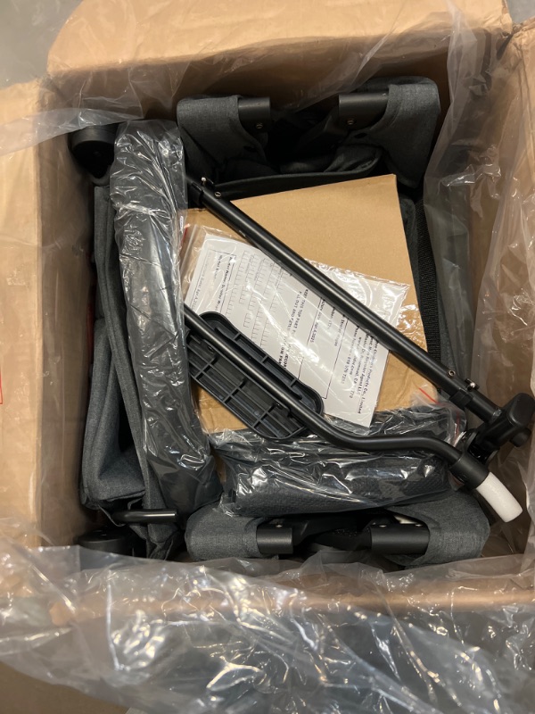 Photo 1 of Elite 2 Seater Wagon Stroller for Kids, Foldable Stroller Wagon with Removable Seats & Canopy, 5-Point Safety Harness, Adjustable Handle, Dark Gray
