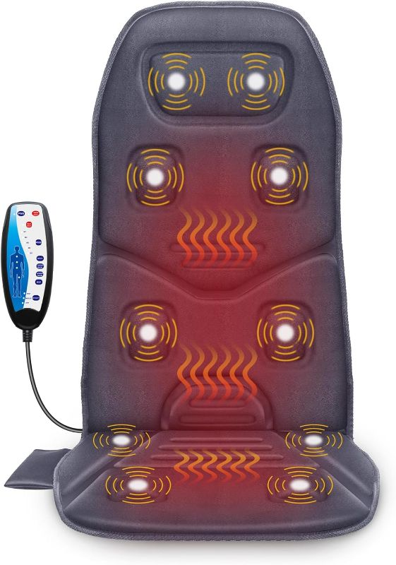 Photo 1 of COMFIER Back Massager with Heat, 10 Motors Vibration Seat Massager, Chair Massage Pad, Heated Chair Pad, Chair Warmer,Gifts for Elderly, Mom, Dad (Gray)
