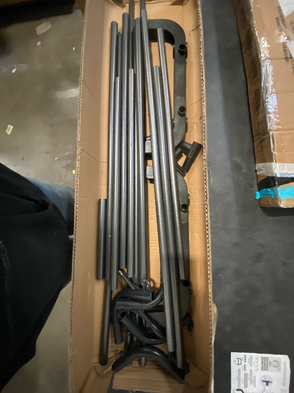 Photo 1 of Double Rod Clothing Rack Floor-Standing Garment Rack w/4 Hooks & Bottom Shelf Portable Metal Clothes Rack Modern Coat Stand for Clothing Store
