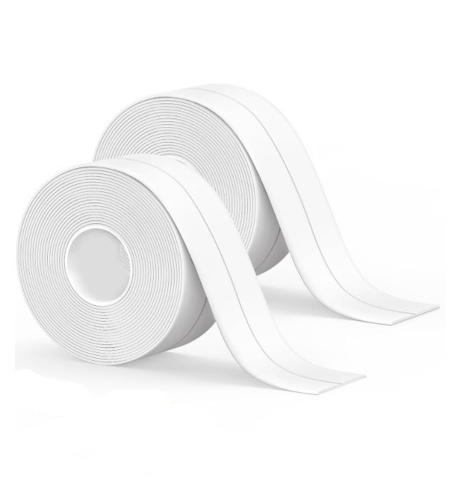 View 1 of Caulk Tape Waterproof Self Adhesive, 2 Rolls Toilet Caulk Sealing Strip, Bathtub Caulking Sealant Tape for Kitchen, Bathroom, Countertop, Sink, Floor Wall Edge Protector(7/8" x 6.6Ft)