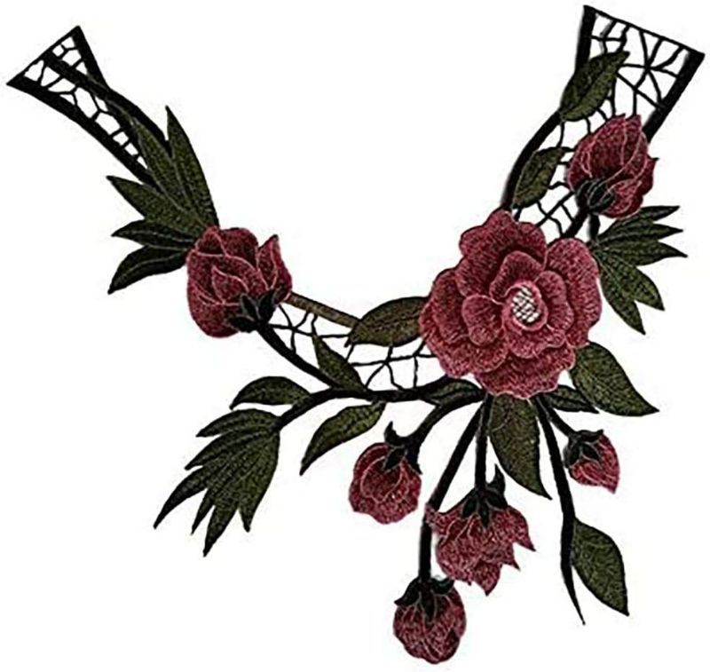 Photo 1 of Flower Embroidery Applique Pacthes Lace Fabric DIY Neckline Collar Sewing for Scrapbooking Wedding Stage Costume Accessorie
