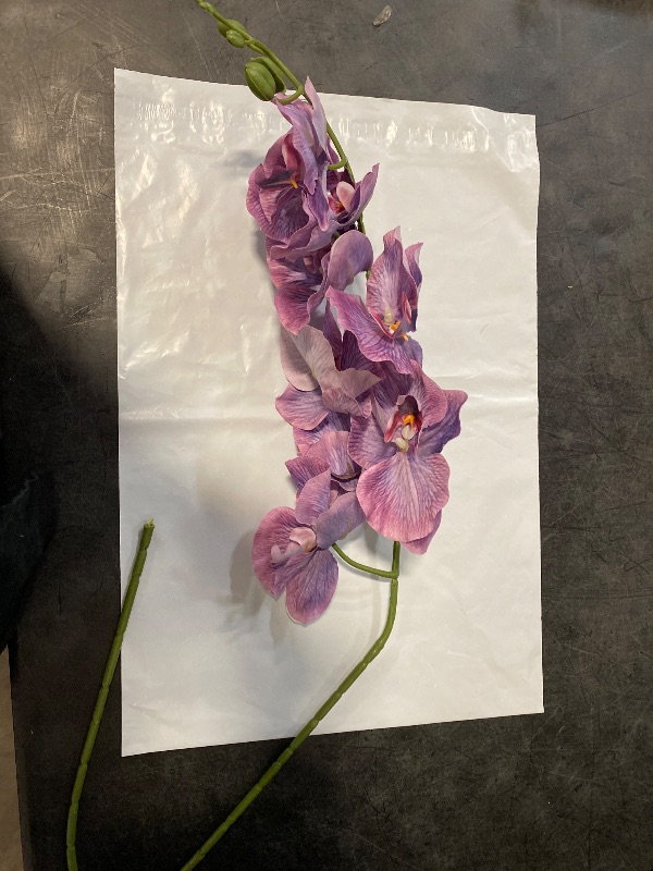 Photo 1 of Artificial Flowers Branches Faux Butterfly Orchid Stems Wedding Arrangement Home Garden Party Outdoor Decor(1pcs/Purple)