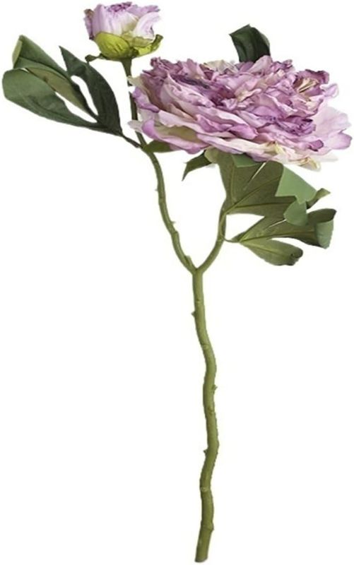 Photo 1 of Autumn Tone Peony Fake Flowers, 2-Head Artificial Flowers with Burnt Edges for Bridal Bouquet & Vintage Home Decor(Light Purple)
