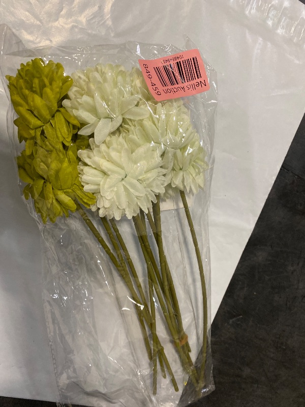 Photo 1 of Jim's Cabin Artificial Flowers 10 Pcs Fake Silk Artificial Chrysanthemum Ball Hydrangea Bridal Wedding Bouquet for Kitchen Home Decor…
