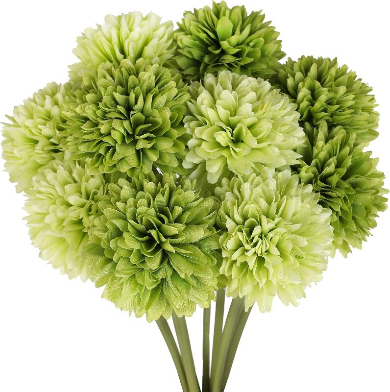 Photo 1 of Jim's Cabin Artificial Flowers 10 Pcs Fake Silk Artificial Chrysanthemum Ball Hydrangea Bridal Wedding Bouquet for Kitchen Home Decor…
