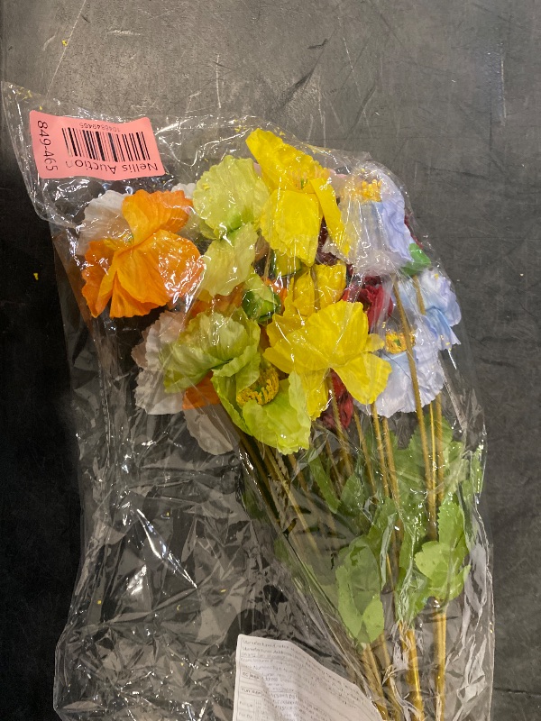 Photo 1 of Poppies Flowers Artificial,Ranunculus Artificial Flowers,Silk Flowers with Stems,Faux Flower Stems for Wedding,Party,Garden Outdoor Indoor Decor Flower Arrangements for Table Multicolour