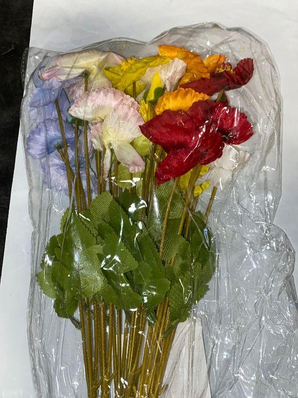 Photo 1 of Poppies Flowers Artificial,Ranunculus Artificial Flowers,Silk Flowers with Stems,Faux Flower Stems for Wedding,Party,Garden Outdoor Indoor Decor Flower Arrangements for Table Multicolour