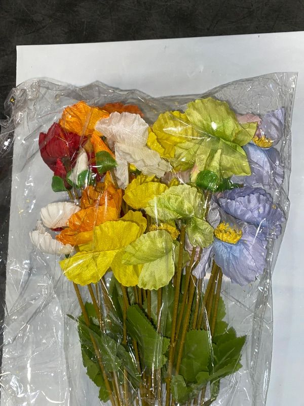 Photo 1 of Poppies Flowers Artificial,Ranunculus Artificial Flowers,Silk Flowers with Stems,Faux Flower Stems for Wedding,Party,Garden Outdoor Indoor Decor Flower Arrangements for Table Multicolour
