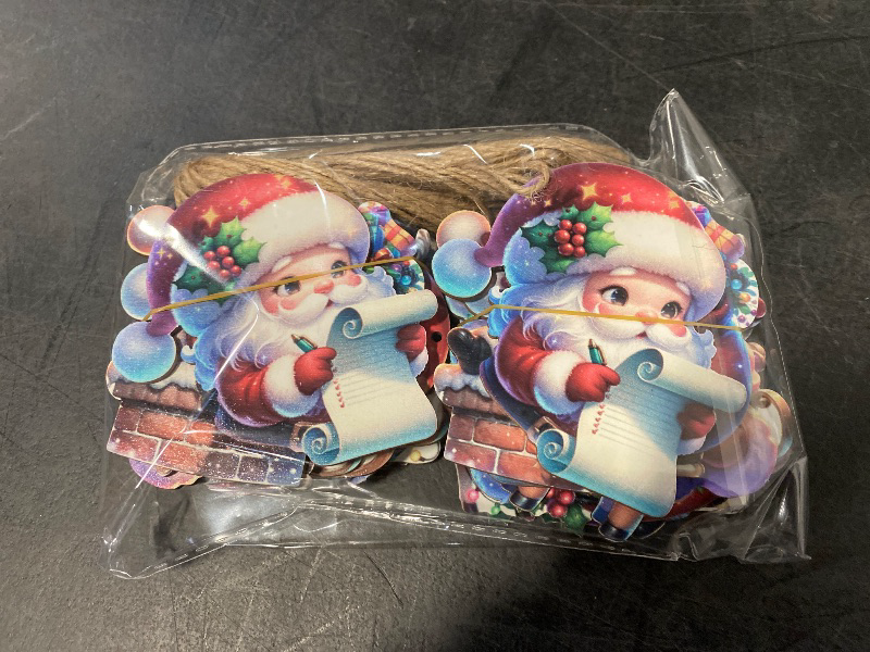 View 2 of 24PCS Wooden Santa Christmas Ornaments - 12 Unique Festive Designs for Tree & Holiday Decor