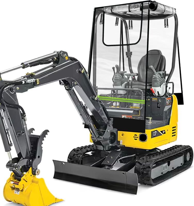 Photo 1 of Mini Excavator Cover Heavy-Duty Waterproof Canvas with Transparent PVC Front Window, UV & Rain Protection, Ventilated Mini Excavator Accessories & Attachments for Bobcat E20/Kubota U17