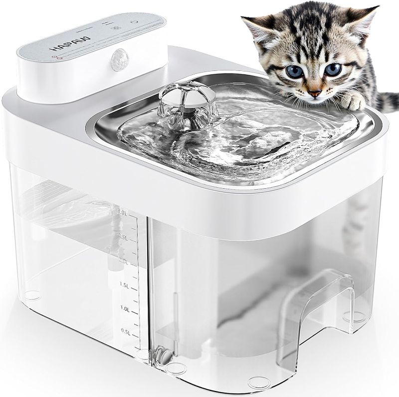Photo 1 of Cat Water Fountain, Wastewater Separation & No Filter Cotton, Pet Water Dispenser with 101oz/3L Large Capacity Tank, Wireless Automatic Water Fountains for Cats Indoor Cat Watering Supplies
