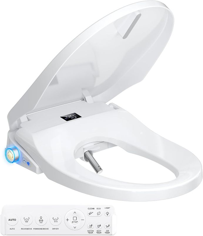Photo 1 of Bidet Toilet Seat, Electric Smart Heated Toilet Seat, Feminine & Front Rear Wash, Instant Warm Water & Dryer, Self-Clean Nozzle, Soft Closed Toilet Lid, Wireless Remote Night Light Elongated
