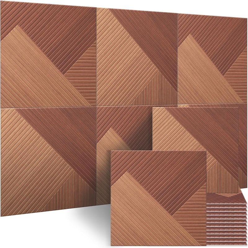 Photo 1 of BUBOS Self-Adhesive Acoustic Wall Panels,6 Pack Wood-Pattern Soundproof Wall Panels, Total Size 70.8 x 47.2 Inches Decorative Sound Absorbing Panels for Studio, Home,Deep Diamond Weave
