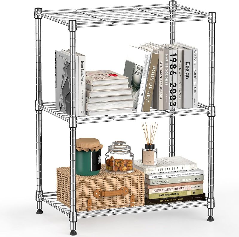 Photo 1 of 450 lbs Wire Storage Shelving 3-Tier Utility Shelving Unit Steel Organizer Wire Rack for Home,Kitchen,Office,Chrome
