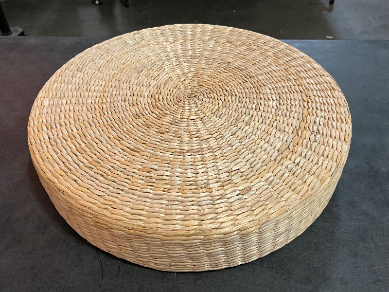 Photo 1 of HUAWELL Japanese Style Handcrafted Eco-Friendly Breathable Padded Knitted Straw Flat Seat Cushion, Hand Woven Tatami Cushion Best for Zen, Yoga Practice or Buddha Meditation