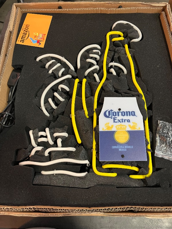 Photo 1 of Neon Signs for Wall Decor Urby Corona Extra Bottle Palm Tree Real Glass Light Sign Home Beer Bar Pub Recreation Room Game Room Windows Garage Sign 20x24inch Neon Tubing