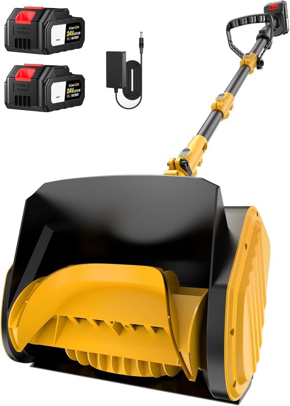 Photo 1 of Electric Snow Shovel, 21000RPM Cordless Snow Blower, 13" Snow Blower with 2 Powered 24V Batteries, Lightweight for Easy Snow Removal on Steps,Patio,Driveway,Home,Yellow