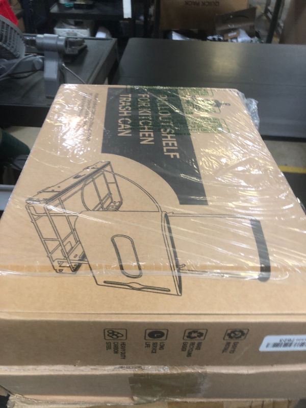 Photo 1 of Spaces Tools Pull Out Trash Can Under Cabinet Shelf - Under Sink Trash Can Pull Out Slider for 30–40 Quart Cans Up to 125 lb - Cabinet Trash Can Pull Out Kit w/Garbage Bag Holder - (Can Not Included)