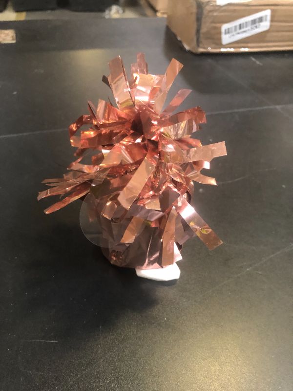 Photo 1 of Elegant Rose Gold Foil Balloon Weight (4.5" x 2.25") 1 Count, Dazzling Decor Essential For Perfectly Anchored Balloons & Inspired Celebrations