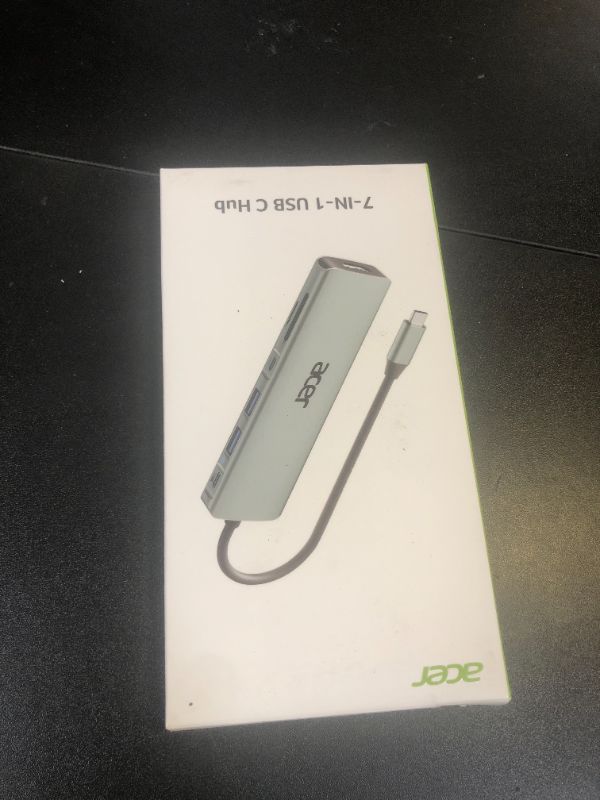 Photo 1 of Acer USB C Hub, 7 in 1 USB C to HDMI Splitter, 2 USBA 3.1 GEN1 and 5Gbps Type-C Data Port, Type C Adapter with 4K HDMI Port, PD 100W Charging, SD Card Reader, for Laptop, PC, Desktop and More