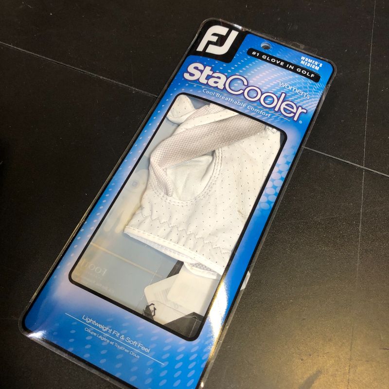 Photo 1 of FootJoy Women's StaCooler Golf Glove, Pearl Medium, Worn on Left Hand