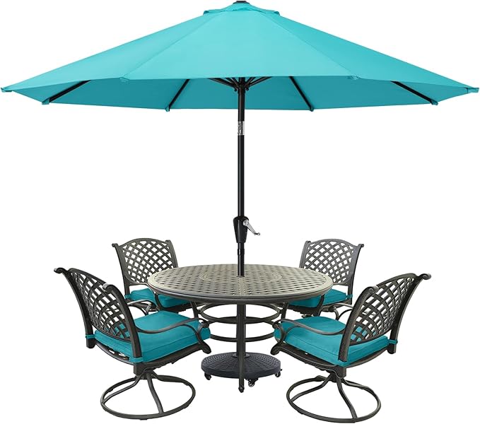 Photo 1 of MASTERCANOPY Patio Umbrella for Outdoor Market Table -8 Ribs (9ft,Turquoise)
