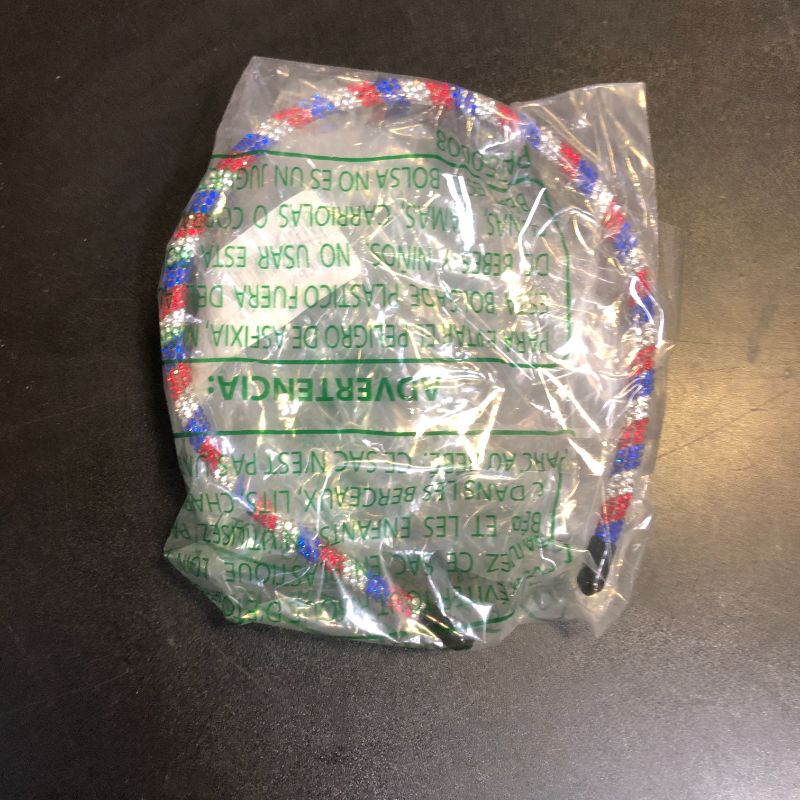 Photo 1 of HOXIEYA Independence Day Rhinestone Headband Blue Red Patriotic Hair Band 4th July Headband for Women Girls Patriotic Holiday Decoration Supllies 1pcs