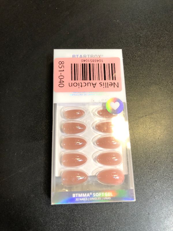Photo 1 of BTArtbox Press On Nails Short - Lamp-Curable Sparkly Almond Press On Nails with Glue for Women, Semi-Transparent Soft Gel Glue On Nails in 16 Sizes - 32 Stick On Nails Kit, Citrine Glow