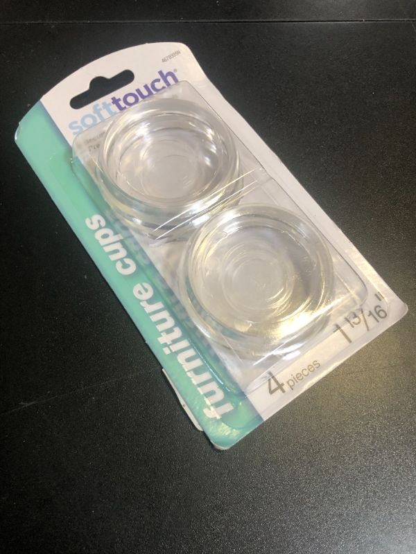 Photo 1 of SoftTouch 1 13/16" Round Furniture Caster Cups for Carpet or Durable Hard Floors, 4 Pack, Clear, 4 Count